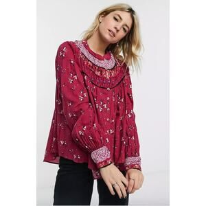 FREE PEOPLE NWT Paloma Multi Print Blouse // XS